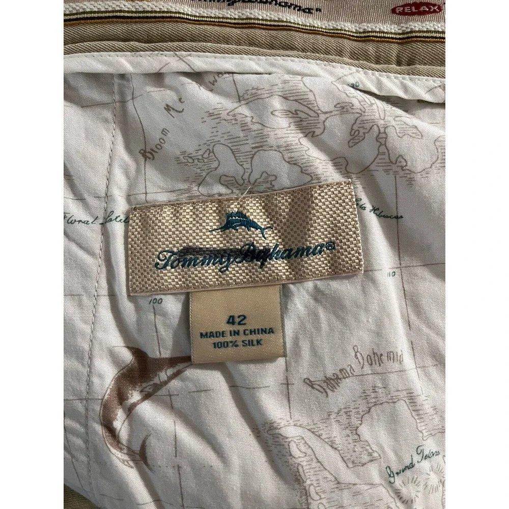 Tommy Bahama‎ Shorts Mens 42 Beige Khaki Pleated Relax Chino Silk 222